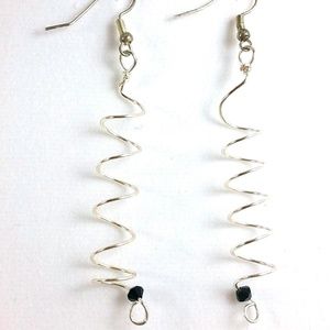 3 Inch Silver Twisted Spiral Pierced Earrings NEW